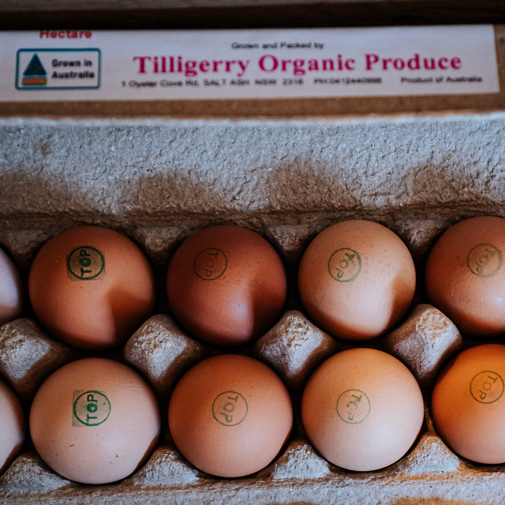 
            
                Load image into Gallery viewer, Tilligerry Organic Farm Free Range Chicken Eggs Dozen (12)
            
        